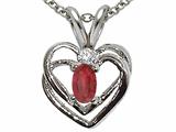 Tommaso Design™ Genuine Ruby and Diamond Heart Pendant