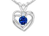 Tommaso Design™ Created Sapphire and Genuine Diamond Heart Pendant