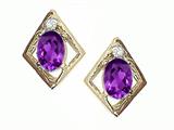 Tommaso Design™ Oval 6x4mm Genuine Amethyst Earrings