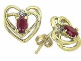 Tommaso Design™ Genuine Ruby and Diamond Heart Earrings