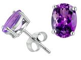Tommaso Design™ Genuine Oval Amethyst Earring Studs