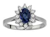 Tommaso Design™ Oval 7x5mm Genuine Sapphire and Diamond Ring