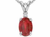 Tommaso Design™ Genuine Ruby Oval 7x5 and Diamond Pendant