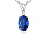 Tommaso Design™ Genuine Sapphire Oval 6x4 and Diamond Pendant