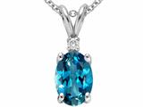 Tommaso Design™ Genuine Blue Topaz and Diamond Pendant