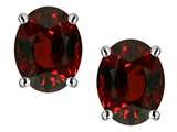 Tommaso Design™ Genuine Oval Garnet Earring Studs