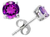 Tommaso Design™ Round 6mm Genuine Amethyst Earring Studs