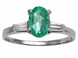 Tommaso Design™ Genuine Emerald and Diamond Engagement Ring