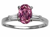 Tommaso Design™ Oval 7x5 mm Genuine Pink Tourmaline and Diamond Engagement Ring