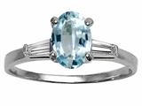 Tommaso Design™ Genuine Aquamarine and Diamond Engagement Ring