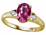 Tommaso Design™ Oval 8x6mm Genuine Pink Tourmaline and Diamond Ring