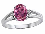 Tommaso Design™ Oval 7x5mm Genuine Pink Tourmaline and Diamond Ring