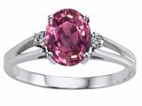Tommaso Design™ Oval 8x6 mm Genuine Pink Tourmaline and Diamond Ring