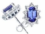 Tommaso Design™ Oval 6x4 mm Genuine Tanzanite and Diamond Earrings