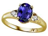 Tommaso Design™ Oval 8x6 mm Genuine Iolite and Diamond Ring