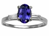 Tommaso Design™ Oval 7x5mm Genuine Iolite and Diamond Engagement Ring