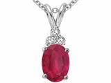 Tommaso Design™ Genuine Oval 7x5 Ruby and Diamond Pendant