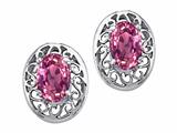 Tommaso Design™ Oval 6x4 mm Genuine Pink Tourmaline Earrings