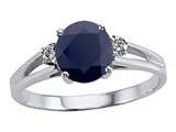 Tommaso Design™ Genuine Sapphire Round 7mm and Diamond Ring