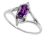 Tommaso Design™ Genuine Amethyst and Diamond Ring