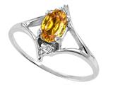 Tommaso Design™ Oval 6x4 mm Genuine Citrine and Diamond Ring