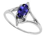 Tommaso Design™ Oval 6x4 mm Genuine Iolite and Diamond Ring