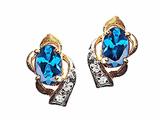 Tommaso Design™ Oval 6x4 mm Genuine Blue Topaz and Diamond Earrings