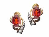 Tommaso Design™ Oval 6x4 mm Genuine Garnet and Diamond Earrings