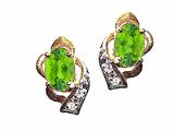 Tommaso Design™ Oval 6x4 mm Genuine Peridot and Diamond Earrings