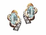 Tommaso Design™ Oval 6x4 mm Genuine Aquamarine and Diamond Earrings