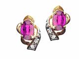 Tommaso Design™ Oval 6x4 mm Genuine Pink Tourmaline and Diamond Earrings