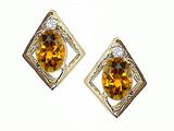 Tommaso Design™ Oval 6x4mm Genuine Citrine and Diamond Earrings