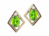 Tommaso Design™ Oval 6x4mm Genuine Peridot and Diamond Earrings