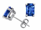 Tommaso Design™ Emerald Cut 6x4mm Genuine Sapphire Earrings