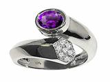 Tommaso Design™ Genuine Amethyst and Diamond Ring