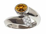 Tommaso Design™ Oval 7x5mm Genuine Citrine and Diamond Ring