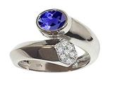 Tommaso Design™ Oval 7x5mm Genuine Iolite and Diamond Ring