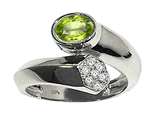 Tommaso Design™ Oval 7x5mm Genuine Peridot and Diamond Ring