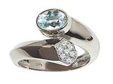 Tommaso Design™ Genuine Aquamarine and Diamond Ring