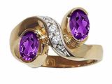 Tommaso Design™ Genuine Amethyst and Diamond Ring