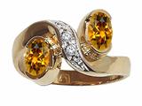Tommaso Design™ Oval 6x4mm Genuine Citrine and Diamond Ring