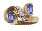 Tommaso Design™ Oval 5x3mm Genuine Tanzanite and Diamond Ring