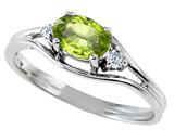 Tommaso Design™ Oval 6x4 mm Genuine Peridot and Diamond Ring