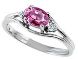 Tommaso Design™ Oval 6x4 mm Genuine Pink Tourmaline and diamond Ring