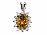 Tommaso Design™ Oval 8x6 mm Genuine Citrine and Diamond Pendant