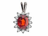 Tommaso Design™ Oval 8x6 mm Genuine Garnet and Diamond Pendant