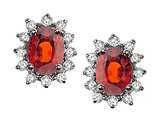 Tommaso Design™ Oval 8x6 mm Genuine Garnet and Diamond Earrings