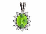 Tommaso Design™ Oval 8x6 mm Genuine Peridot and Diamond Pendant