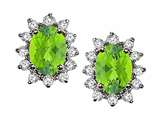 Tommaso Design™ Oval 8x6 mm Genuine Peridot and Diamond Earrings