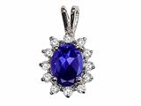 Tommaso Design™ Oval 8x6 mm Genuine Iolite and Diamond Pendant